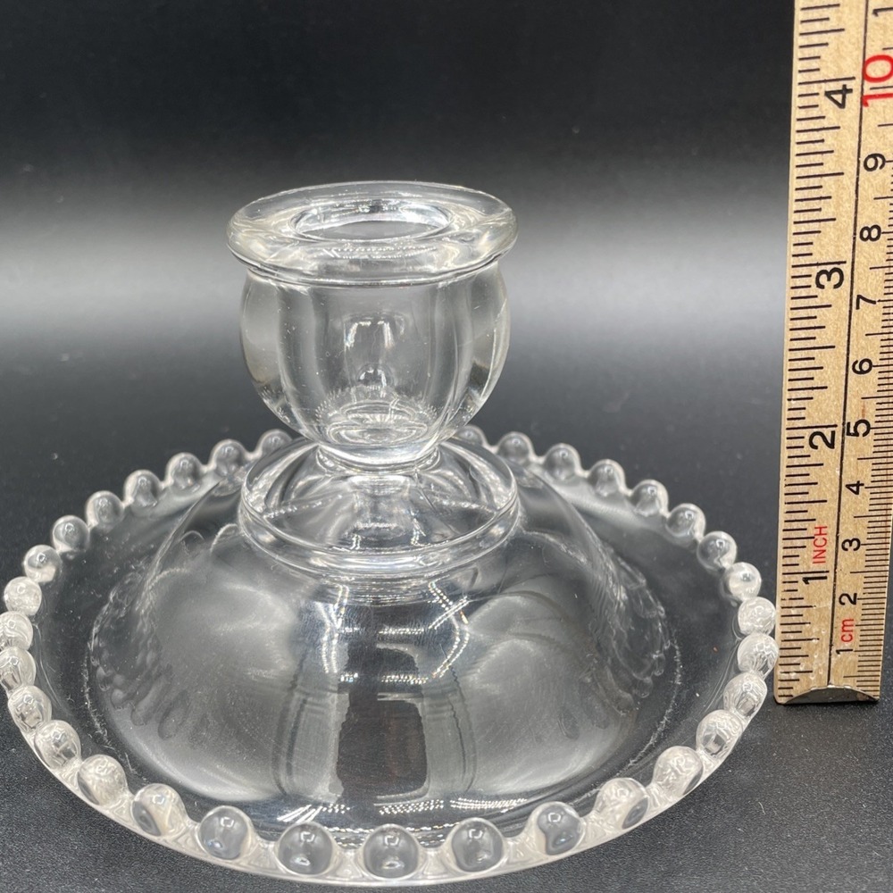 Vintage Candlewick Candle Holder Imperial Glass MCM Dot Border Elegant USA Decor - Picture 4 of 5